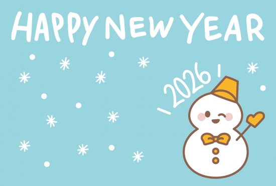 雪だるまと2026の年賀状